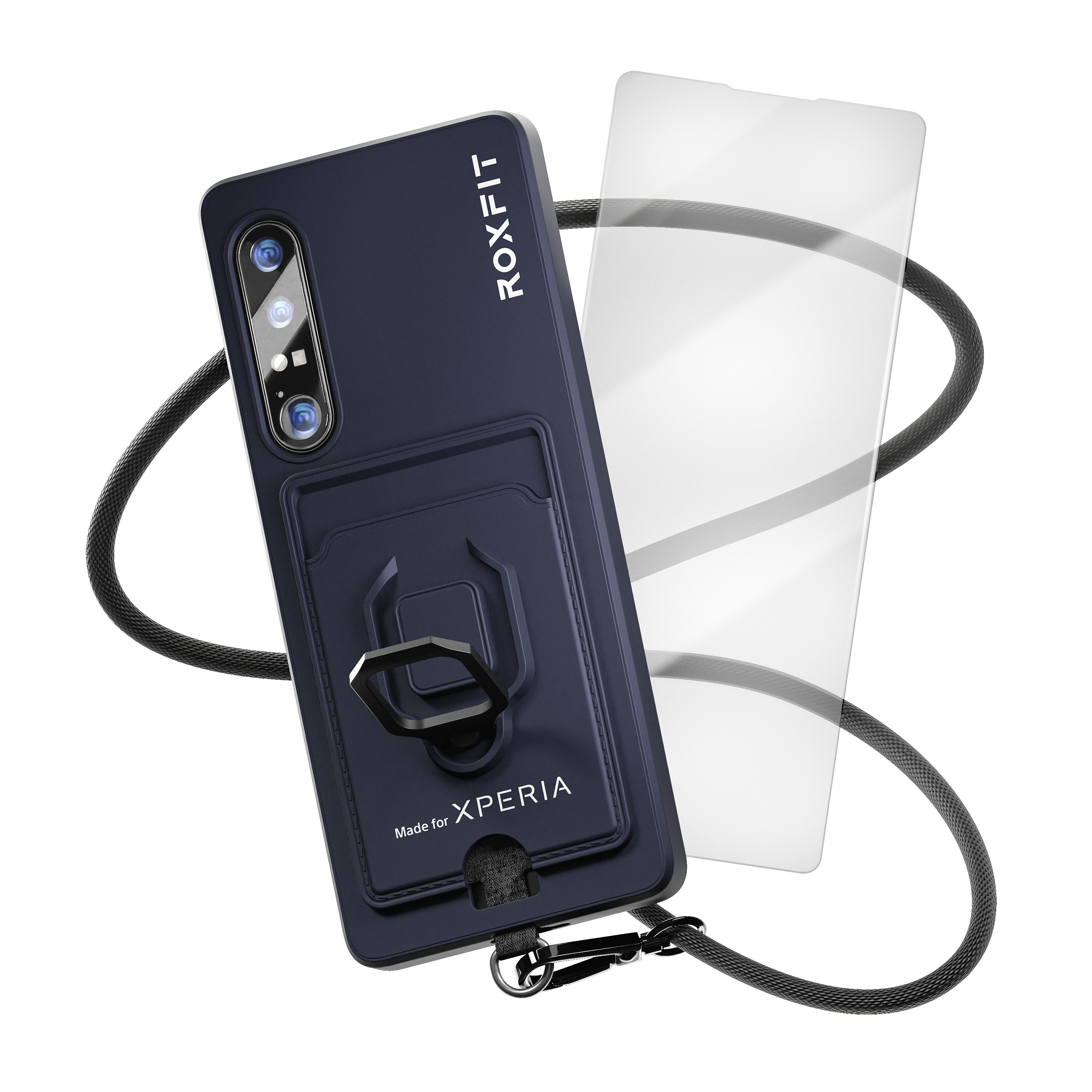 Roxfit Sony Xperia 1 IV 多功能手機保護殼連螢幕保護貼 (深藍色)